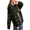 thumbnail image 1 of Women Plaid Flannel Shirt Jacket Button Down Lapel Long Sleeve Shirts Blouse Shacket Cardigan Coats Fall Spring Clothes, 1 of 7