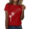thumbnail image 2 of Womens Tops Women's Dandelion Printed Shirt Short Sleeve Round Neck T Shirt Fashion Top Lightweight Soft Casual Outfit Clothes Shirts for Women, 2 of 4