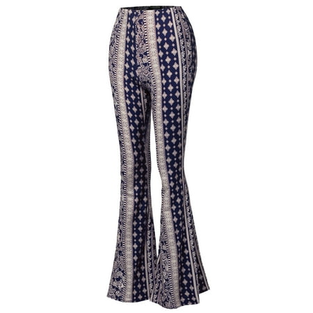 stretchy flare waist leg bell pants bottom wide plus