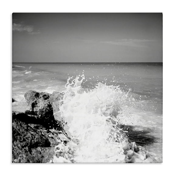 Stupell Industries Splashing Rough Waters Coastal Photography Gallery Wrapped Canvas Art Print Wall Art, 17 x 17