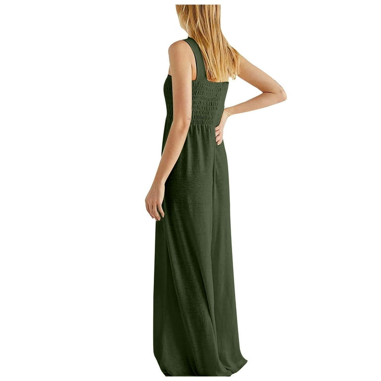 SSAAVKUY Women's Solid Long Strappy Jumpsuit One-piece Pants SSAAVKUY Women's Solid Long Strappy Jumpsuit One-piece Pants
