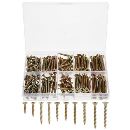 

165pcs Flat Head Screws Wood Screws Self Tapping Bolts Fasteners for Furniture