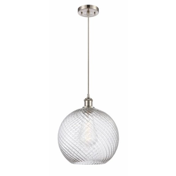 516-1P-SN-G1214-12-Innovations Lighting-X-Large Twisted Swirl-1 Light Mini Pendant in Industrial Style-12 Inches Wide by 15 Inches High Brushed