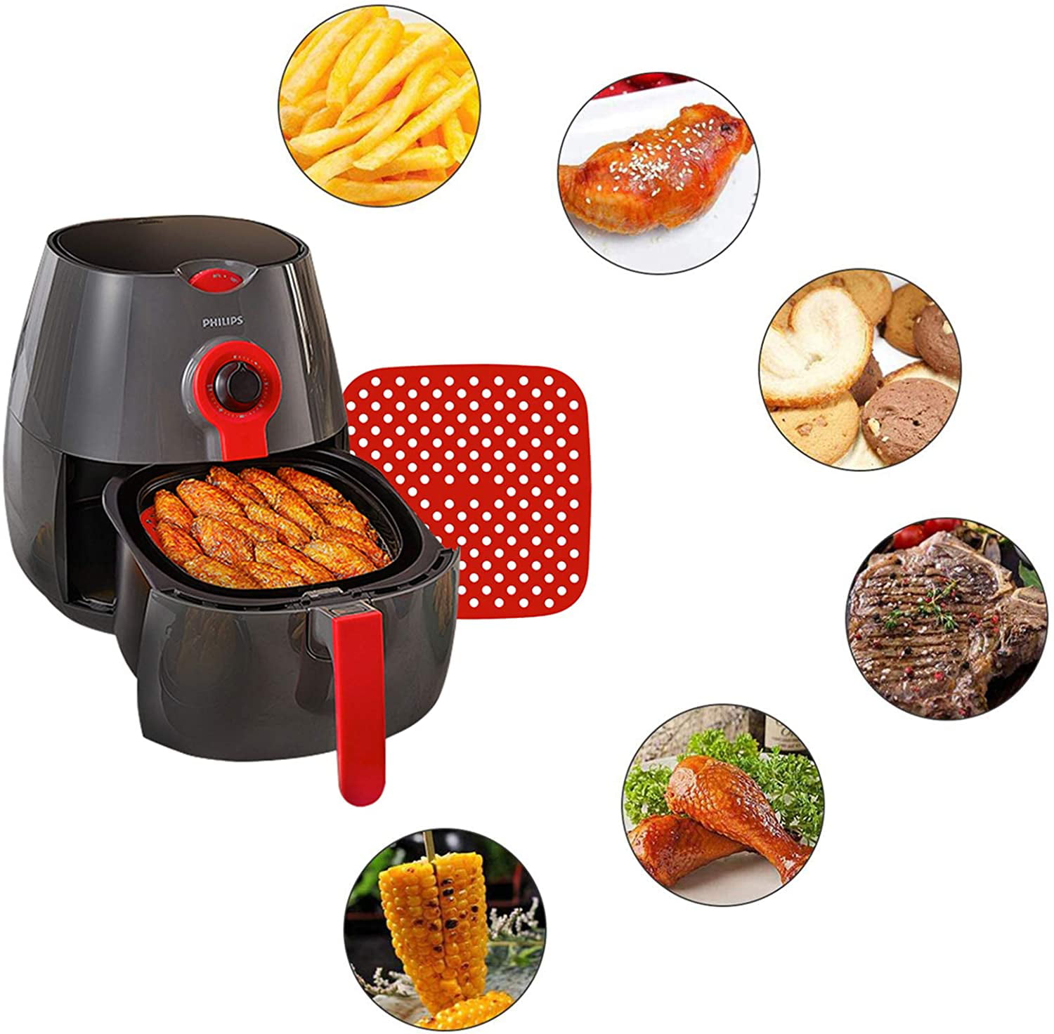 Air Fryer Accessories 12 pcs Compatible with Ninja, Power XL, Gourmia +  more, 100pcs Parchment Paper Liners, Silicone Mat, Stainless Steel Rack