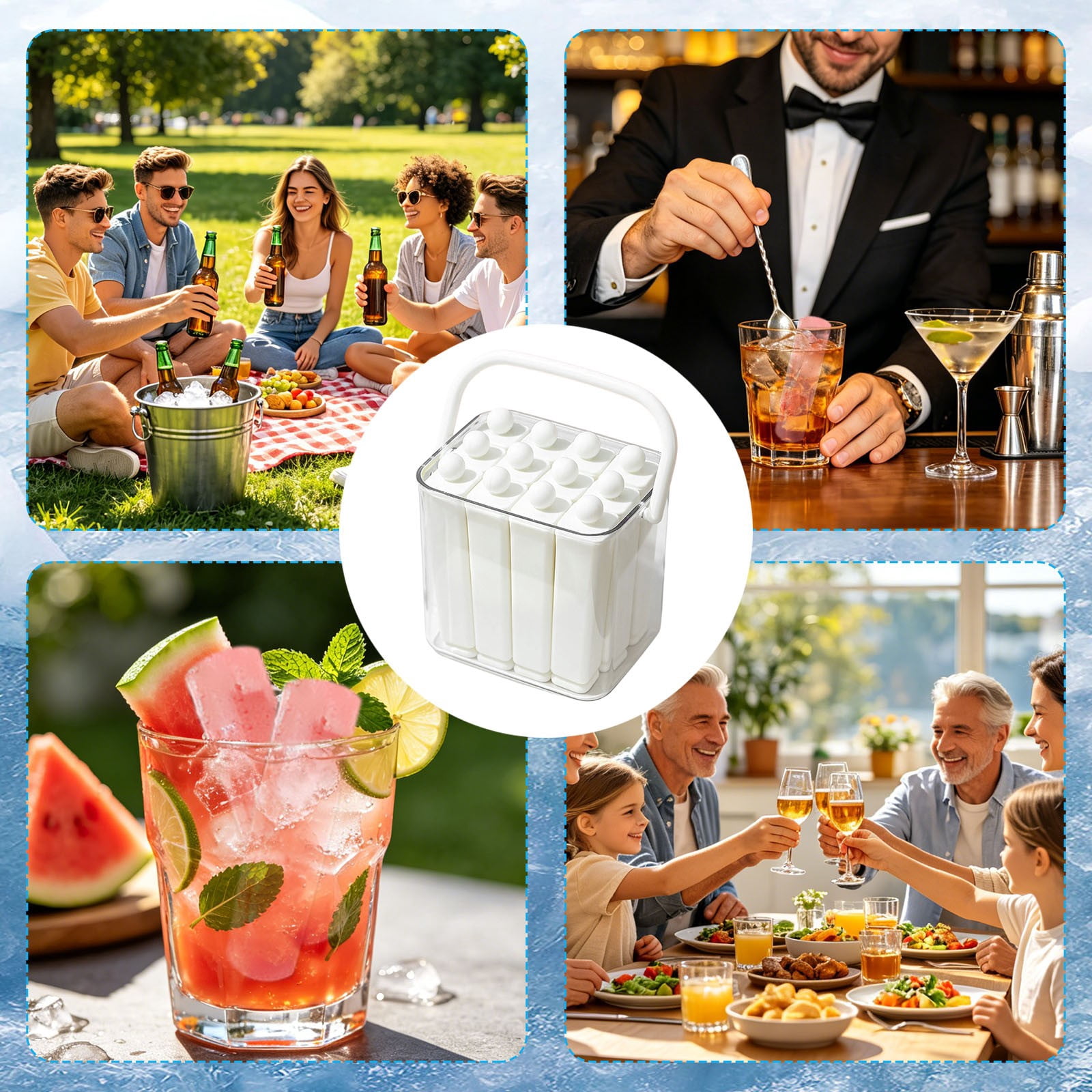 Ice Stick For Homemade And Easy Release Silicone Ice Maker For Summer Drinks And Desserts Parts Freezer Ice Holder Slow Melting Ice Cubes Small Ice Stacking Trays with Silicone Freezer Sphere Ice