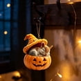 thumbnail image 6 of HonstMatter Halloween Ornament, Cute Sleeping Animal In Pumpkin With Witch Hat, Hanging Decor For Tree And Shelf Display, 6 of 7