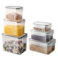 thumbnail image 5 of Vacemry under $5 Kitchen Storage Container, 6-Piece Plastic Pantry Organizer Set, Airtight Food Storage Bins for Grains Flour Snacks, Clear Stackable Canisters with Easy Lock Lids, 5 of 9