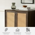 thumbnail image 6 of EYYTHUNG Accent Storage Cabinet with Rattan Doors Set of 2, Small Wood Cabinet Decorative Buffet Farmhouse Credenza, Walnut, 6 of 6