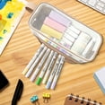 thumbnail image 3 of Rirool Mesh Pencil Case Large Capacity, Clear 2 Compartment Pencil Pouch with Zipper, Big Pen Organizer for School Supplies, Travel Makeup Bag for Girls Teens Adults Belge, 3 of 5