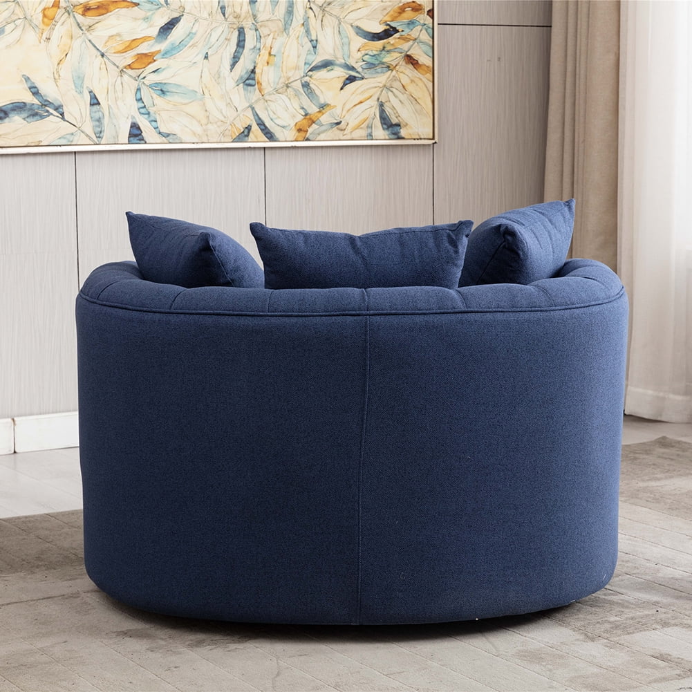 Kepooman Modern Akili Swivel Accent Chair for Hotel Living Room, Leisure Upholstered Half-Moon Metal Shaped Base Shell Chairs, Blue Kepooman Modern Akili Swivel Accent Chair for Hotel Living Room, Leisure Upholstered Half-Moon Metal Shaped Base Shell Chairs, Blue