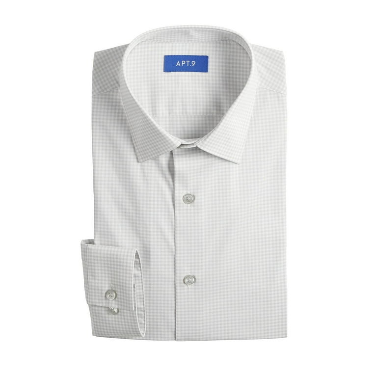 Men's Apt. 9 Premier Flex Regular-Fit Wrinkle Resistant Dress Shirt Color:  White Grid Size: XL-34/35 - Walmart.com
