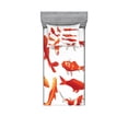 thumbnail image 2 of Ambesonne Fish Fitted Sheet & Pillow Sham Set, Koi Shoal Chinese Animal, Queen, Orange White, 2 of 3
