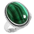 thumbnail image 1 of 925 Silver Ring For Women - Girls Green Real Malachite Stone Silver Ring Size 6.5 May Birthstone Costume Silver Ring Size 6.5 Gift For Mother On Mothers' Day 925 Gemstone Silver Jewelry, 1 of 6