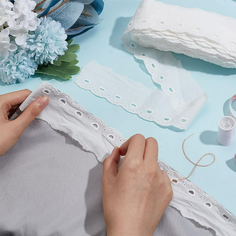 15yards 5.1inch Wide White Flower Cotton Eyelet Lace Ribbon Wavy Edged  Floral Embroidery Eyelet Sewing Trim Ruffle Lace Trim for Dress Pillow Dolls  Pets Clothes Bag Sewing - Walmart.com