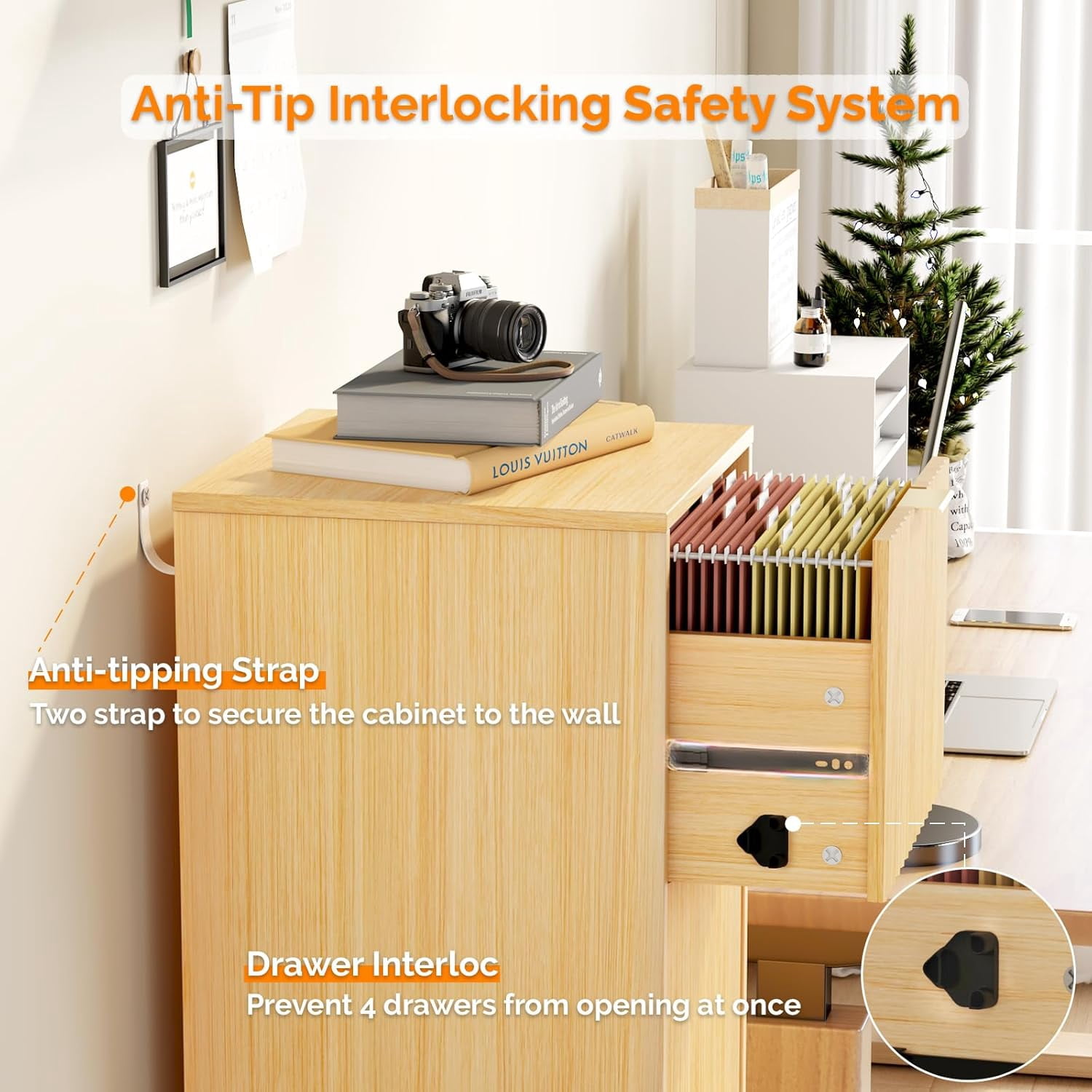 Ktaxon Tall 4-Drawer Wood File Cabinet Vertical Filing Cabinet for Letter A4-Sized Files Easy to Assemble, Modern Style Fluted Design Wood