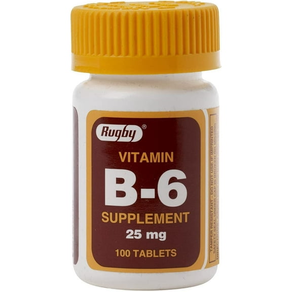 Rugby Vitamin B-6 25 mg. Tablets 100 ct. (Pack of 3)