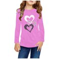 thumbnail image 2 of MeetoTime Girls Long Sleeve Tops Crewneck Valentine's Day Printed Dressy Tunic Tops Children's Pullover Undershirt, 2 of 5