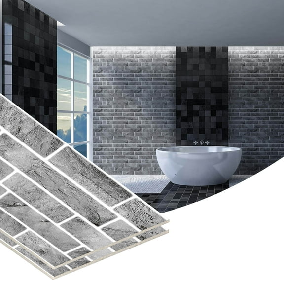 Dundee Deco Peel and Stick Wall Panels, Charcoal, Set of 10, Covers 19 sq ft