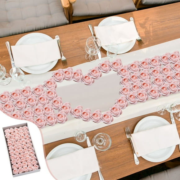 Xihbxyly Juego de Flores de Jabón, Pétalos de Rosa Realistas, Almidón de Maíz Ecológico, Fragancia Suave y Sutil, Ideal para Decorar El Hogar, Ideal para Fiestas, 50 Unidades, Tamaño 8 X 8 Cm.