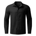 thumbnail image 4 of lcziwo Today's Sales of The Day Big and Tall Shirts for Men 2025 Spring Summer Linen Long Sleeve T Shirt Solid Casual Button Up Lapel Work Tops Vacation Beach Outfits, 4 of 6