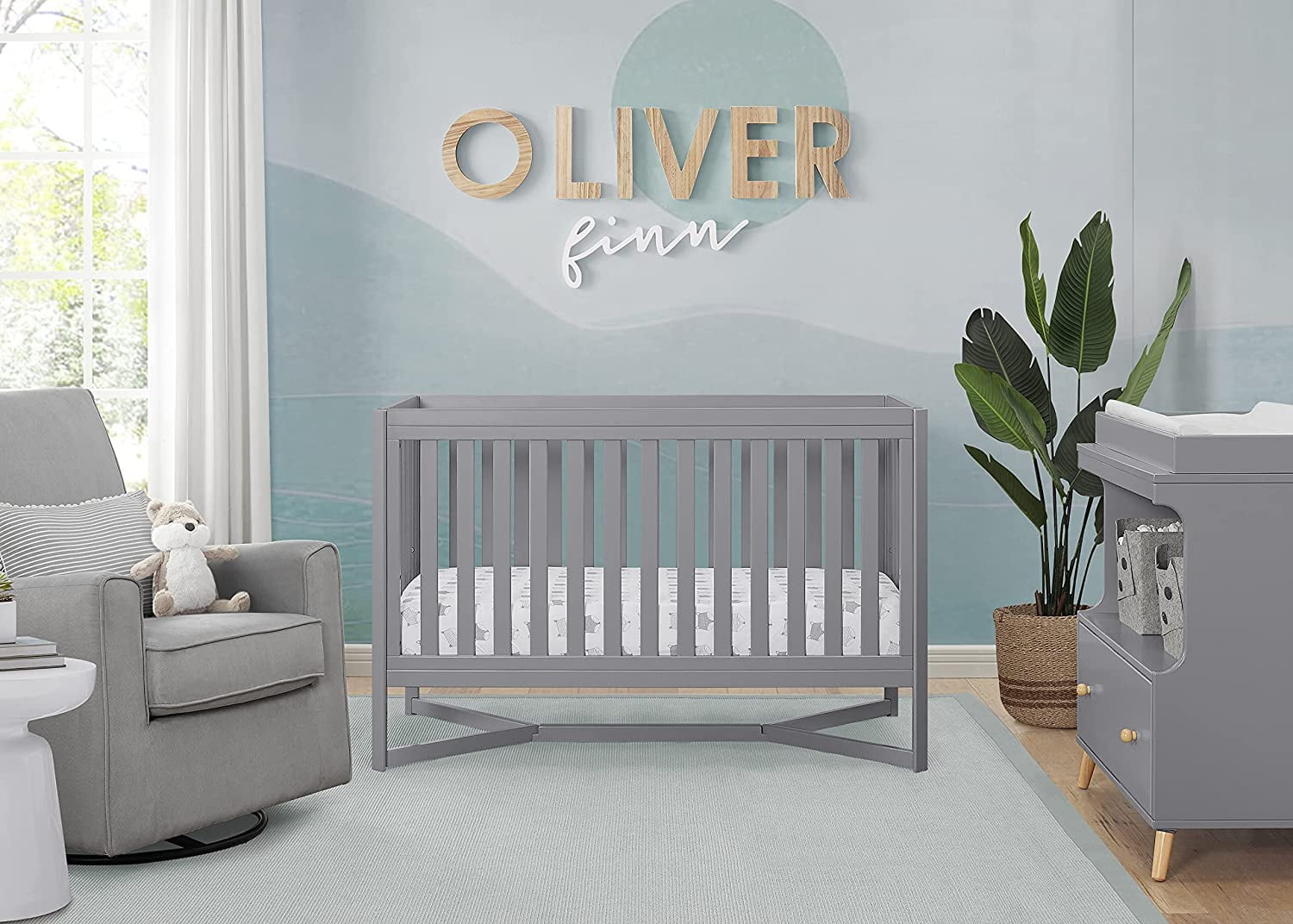 Delta Children Tribeca 4-in-1 Convertible Crib, Grey