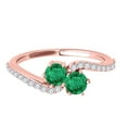thumbnail image 2 of Aonejewelry 1 Ct Two Stone Emerald and Diamond Ring 14K Rose Gold, 2 of 4