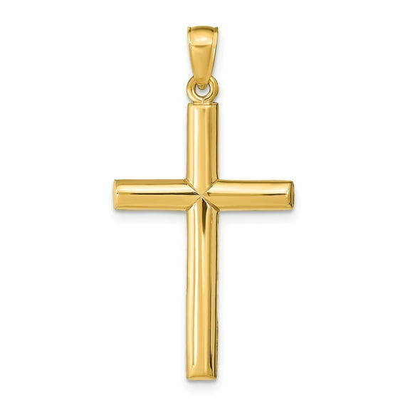 14K Yellow Gold Charm Pendant Themed 35 mm 18 Polished Cross