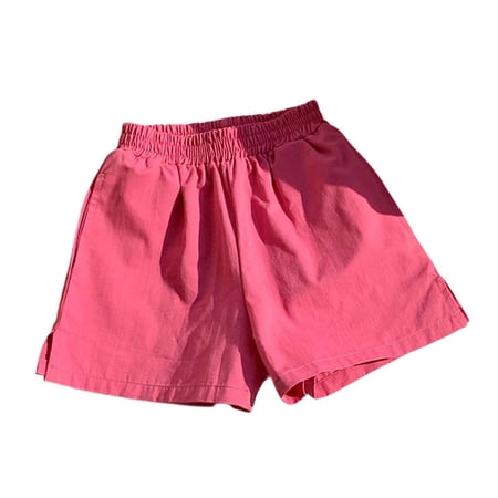 NAFUU Girls Shorts Solid Color Shorts Elastic Waist Side Slit Hem Leisure Versatile Homewear Shorts For Girls 12-18 Months