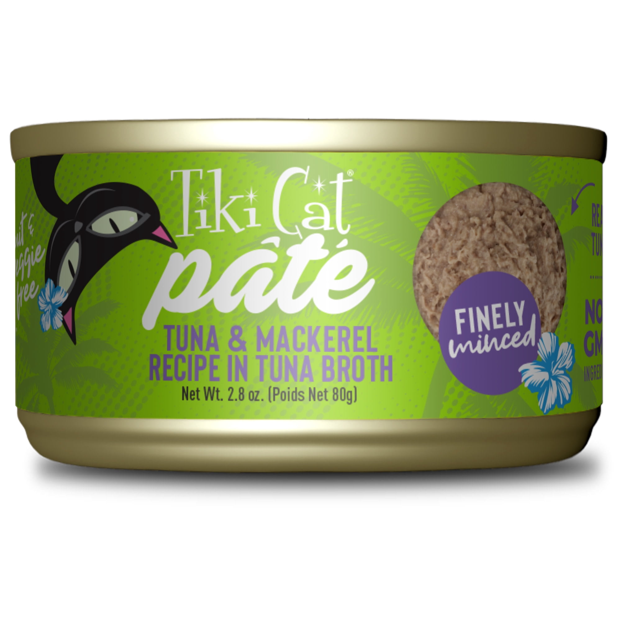 (24 pack) Tiki Cat Luau Pate Wet Cat Food, Tuna & Mackerel, 2.8 oz. Can