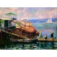 thumbnail image 2 of Glackens, William James 18x15 Black Ornate Wood Framed with Double Matting Museum Art Print Titled - Swimming in the Bay, 2 of 4