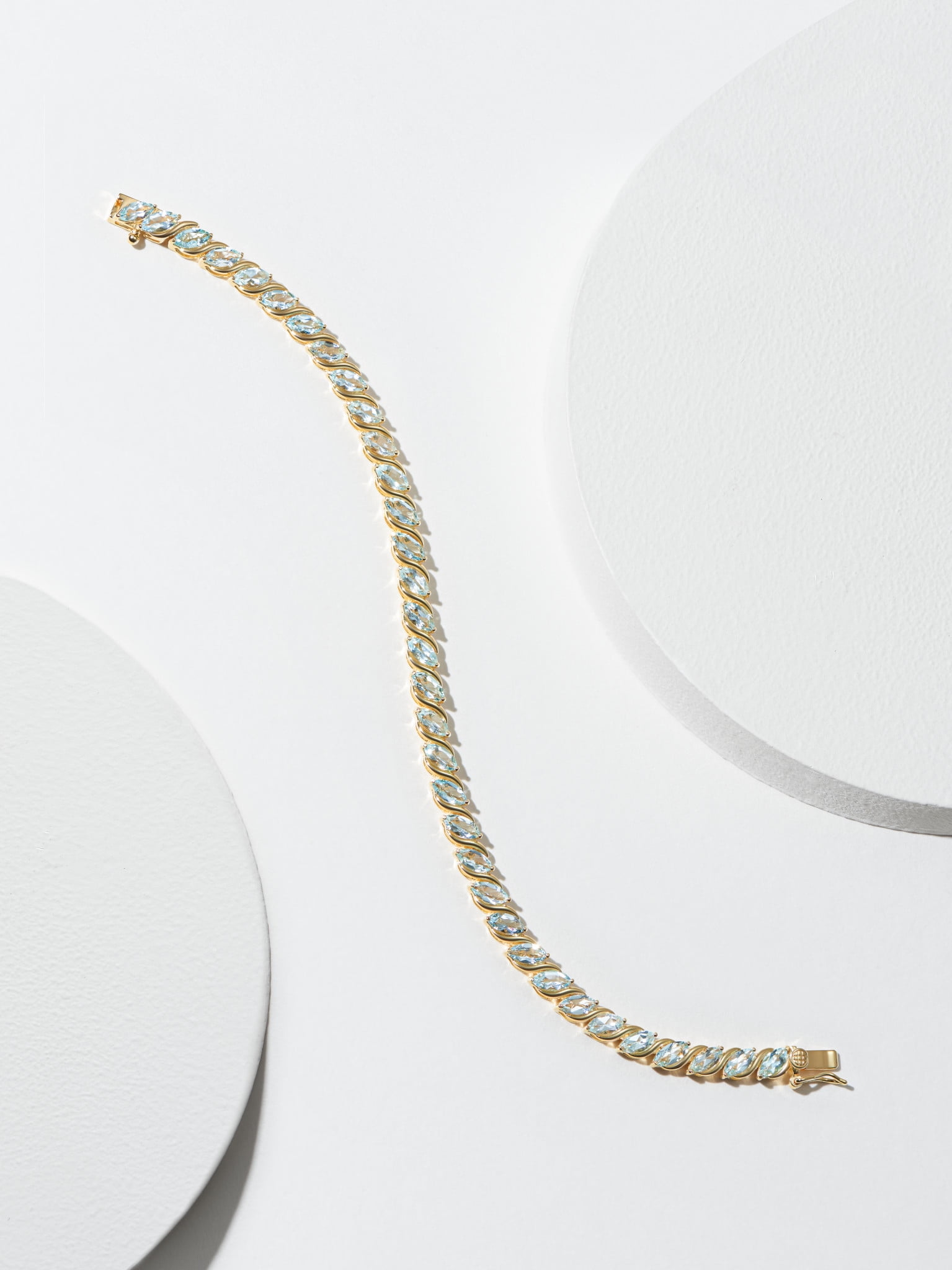 Forever Facets 18K Gold over Sterling Silver Genuine Blue Topaz Tennis Bracelet