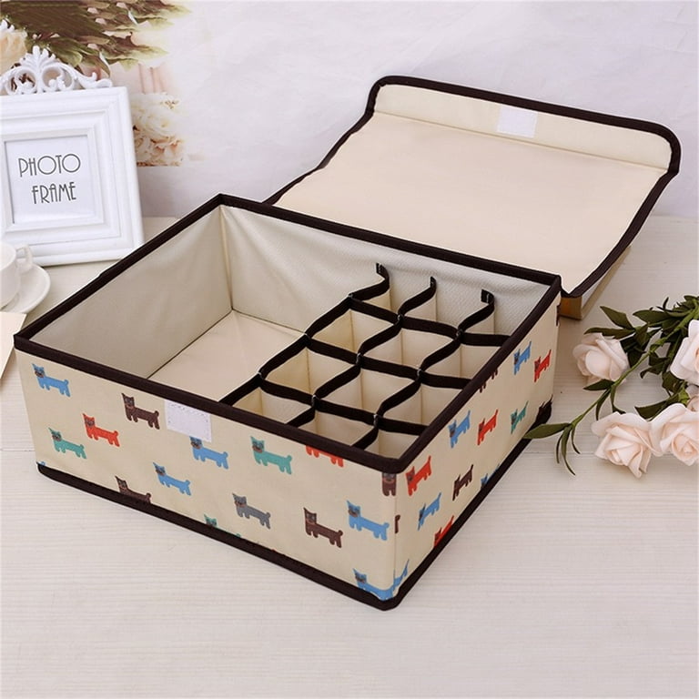RBCKVXZ Socks Underwear Storage Box with Lid, 13 Lattice Partition Drawer  Organizer, Foldable Closet Storage Box Socks, Bra, Tie, Towel, Scarf,  Closet Organizers and Storage, On Clearance 