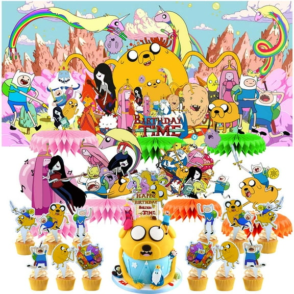 Adventure Time Honeycomb Centerpieces Table Toppers Backdrop Decorations for Birthday Party Decor Supplies Banner