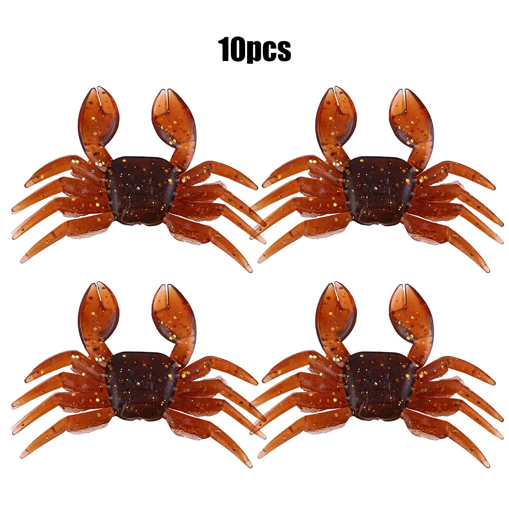 10pcs Artificial Plastic Soft Crab Lure 3D Simulation Freshwater Fishing Bait (Brown) – Lifelike Swim Action for Bass and Trout 5.51 inches / 14 cm Length