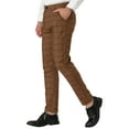 thumbnail image 4 of Unique Bargains Men's Slim Fit Plaid Business Pants Trousers with Pockets 34 Dark Brown, 4 of 7