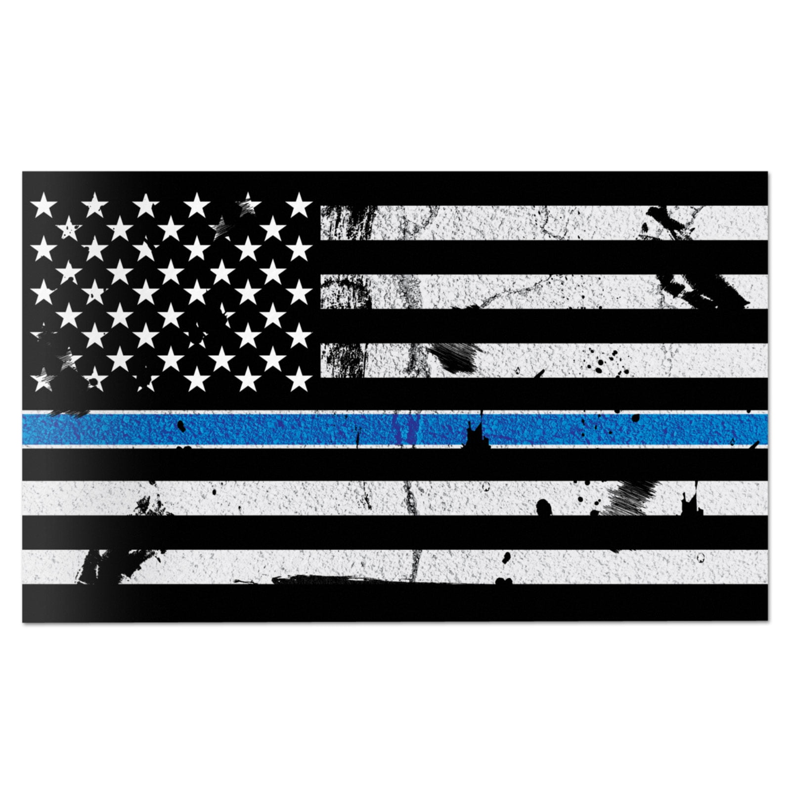 American Flag Distressed Thin Blue Line Wall Graphic Large Removable 1