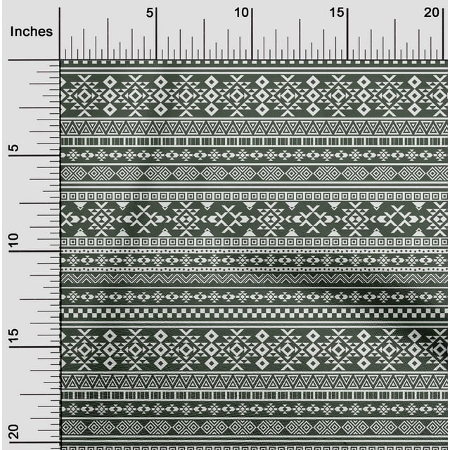 oneOone Polyester Lycra Olive Green Fabric Geometric Tribal Craft Projects Decor Fabric Printed By The Yard 56 Inch Wide