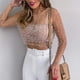 thumbnail image 5 of Camisetas casuales de malla de tul con lentejuelas y perlas para mujer, 5 of 5