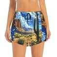 thumbnail image 2 of Salouo Western Desert Cactus Print Women's 2 in 1 Running Shorts Double-Layer Shorts Athletic Workout Gym Yoga Shorts Running Shorts for Women-Small, 2 of 7