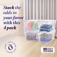 thumbnail image 2 of HOMZ 56-Quart Clear Stackable Plastic Storage Containers, White Lid, 4 Pack, 2 of 9