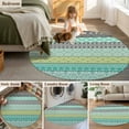 thumbnail image 5 of Round Area Rug 8 Ft, Teal Black Boho Washable Non-Slip Circle Carpet for Living Room/Bedroom, Vintage Ethnic Tribe Abstract Art Collection Low-Profile Large Area Rugs for Indoor, 5 of 7