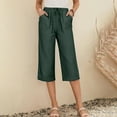 thumbnail image 4 of ZZwxWA Capri Pants for Women Casual Loose Elastic Waist Cotton Trouser Cropped Wide Leg Pants High Waist Loose Cropped Trousers, 4 of 7