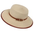 thumbnail image 2 of Noric Women Summer Sun Hat Vintage Flat Top Wide Brim Straw Hat with Belt Buckle UV Protection, 2 of 8