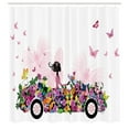 thumbnail image 3 of Ambesonne Girls Shower Curtain, Floral Car Butterflies, 69"Wx84"L, Multicolor, 3 of 5