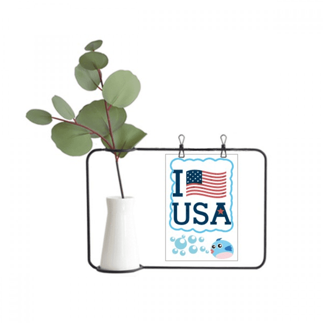 I Love USA America Flag Culture Transparent Glass Hanging Vases Decoration Bottle