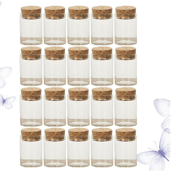 Raindrops Transparent Glass Bottles with Wooden Cork for Storage Flat Bottom and Portable Design 30x40mm