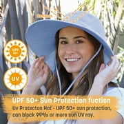 Solaris Sun Hats for Women, Wide Brim Summer Beach Hat with Neck Flap, UPF 50+ Fishing Hat for Hiking, Blue