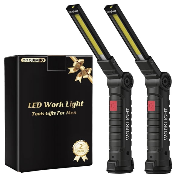 Lámpara de trabajo Coquimbo, recargable, LED con rotación de 360°, paquete de 2 unidades, color negro