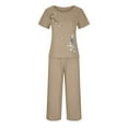 thumbnail image 4 of MEICHEN Pajamas for Women Set Ladies Short Sleeves Printed Blouse Seventh Pants Two Piece Suit Summer Essentials Fashion Sleepwear, 4 of 5