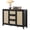Black Oak, variant on Surmoby Large Rattan Buffet Cabinet- 51.57" W Credenza with 3 Rattan Drawers & 2 Rattan Doors, Farmhouse Storage Sideboard for Dining Room, Kitchen, Living Room